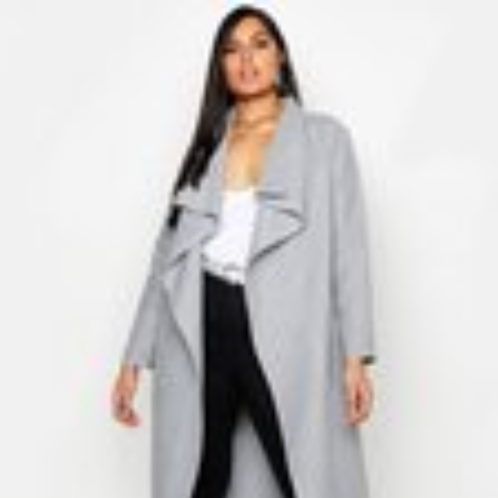 Plus Maxi Length Wool Look Wrap Coat